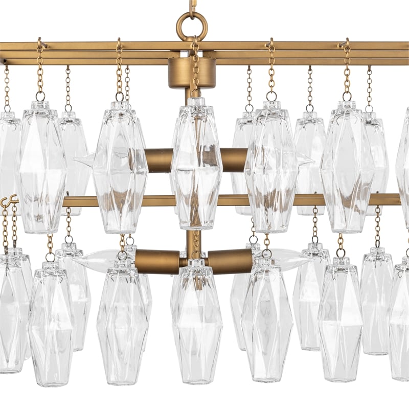 Pemberly Row Diamond Flute-shaped Glass Brass Iron Chandelier