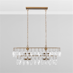 Pemberly Row Diamond Flute-shaped Glass Brass Iron Chandelier