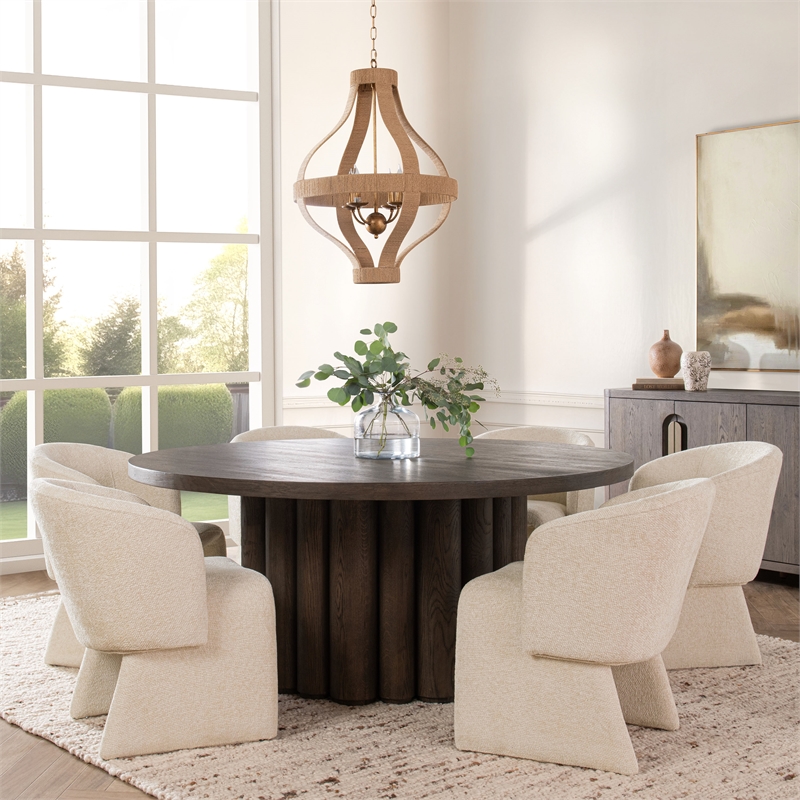 Pemberly Row Traditional Natural Rattan Large Gold Pendant Light