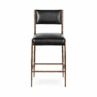 Pemberly Row Contemporary Leather 26in Counter Stool Black Finish