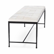Pemberly Row Contemporary Ivory Hair on Hide 60in Iron Bench