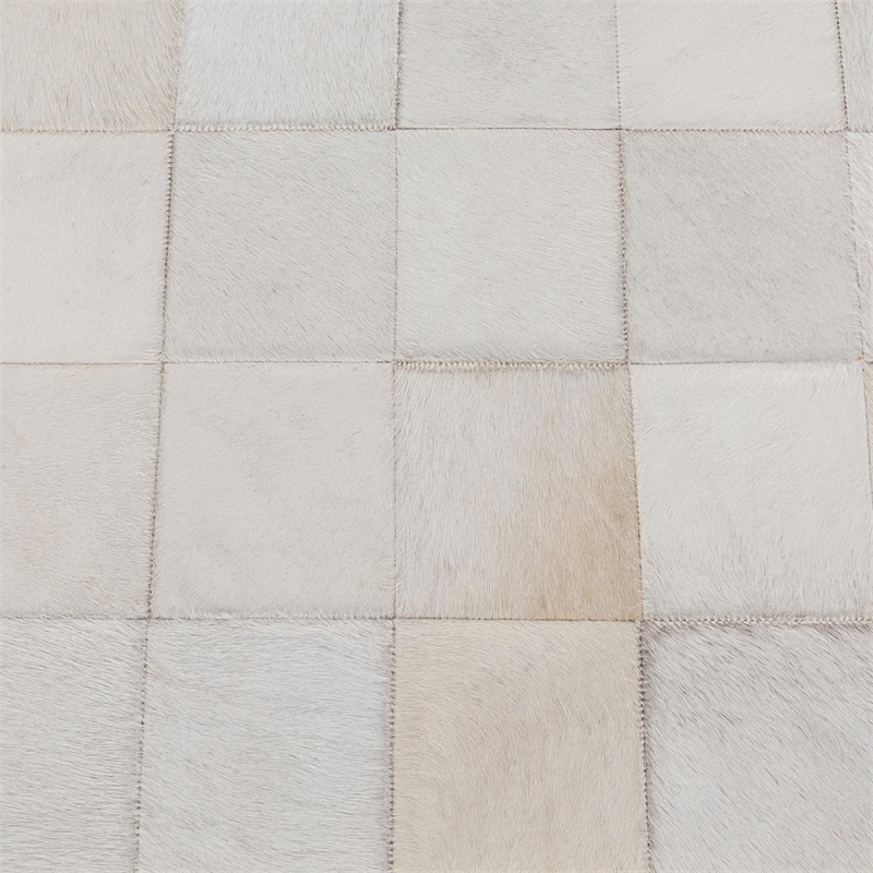 Pemberly Row Contemporary Ivory Hair on Hide 60in Iron Bench