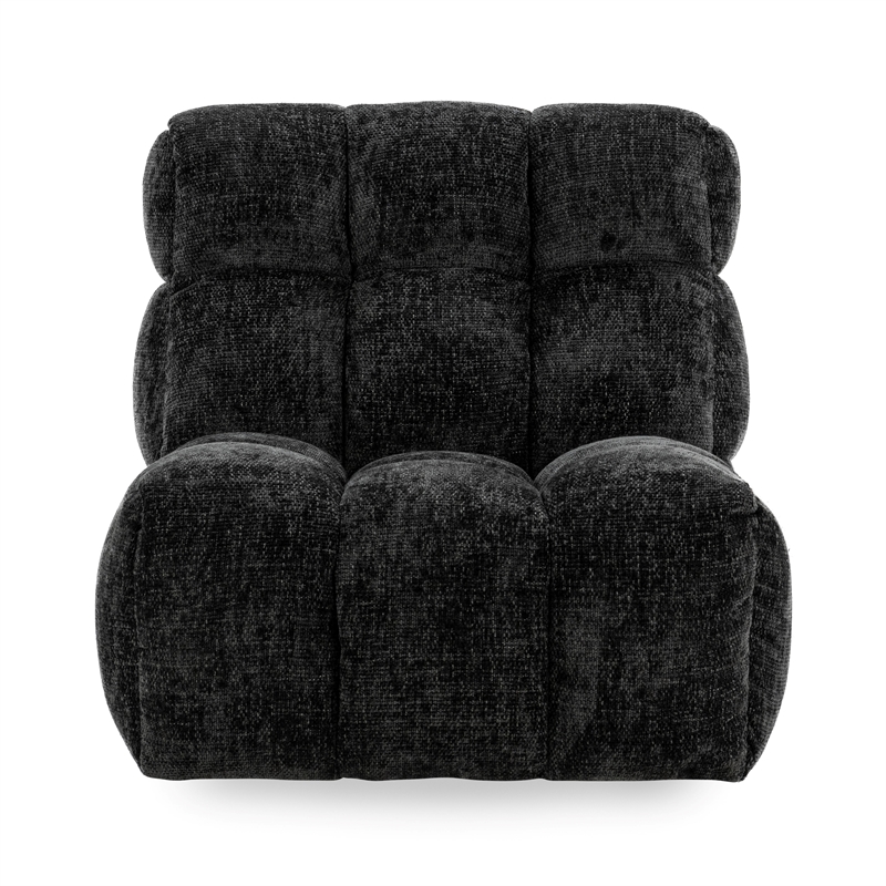 Pemberly Row Upholstered Polyester Fabric Swivel Lounge Chair Black