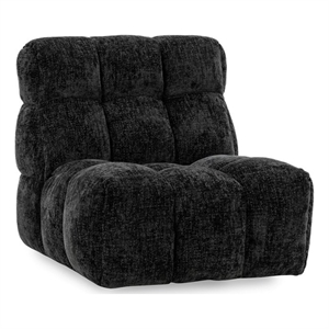 Pemberly Row Upholstered Polyester Fabric Swivel Lounge Chair Black