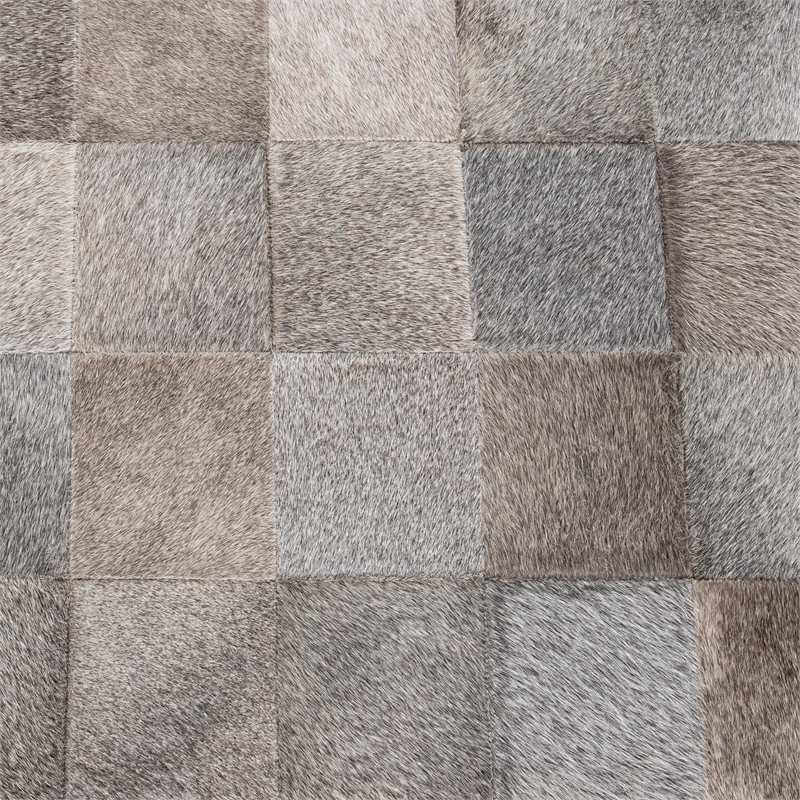 Pemberly Row Contemporary Gray Finish Hair on Hide 60in Iron Bench