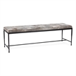 Pemberly Row Contemporary Gray Finish Hair on Hide 60in Iron Bench