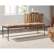 Pemberly Row Contemporary Blond Hair on Hide 60in Iron Bench