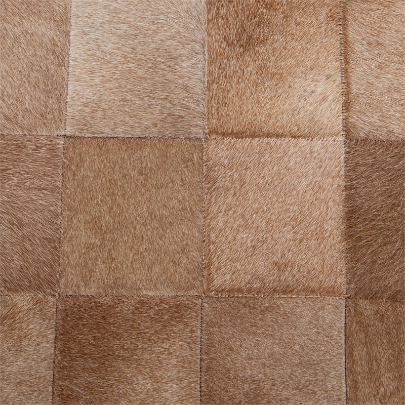Pemberly Row Contemporary Blond Hair on Hide 60in Iron Bench