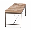 Pemberly Row Contemporary Blond Hair on Hide 60in Iron Bench
