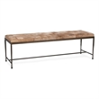 Pemberly Row Contemporary Blond Hair on Hide 60in Iron Bench