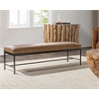 Pemberly Row Contemporary Top-grain Leather Iron Bench in Taupe