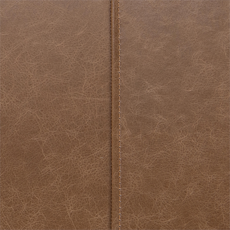 Pemberly Row Contemporary Top-grain Leather Iron Bench in Taupe