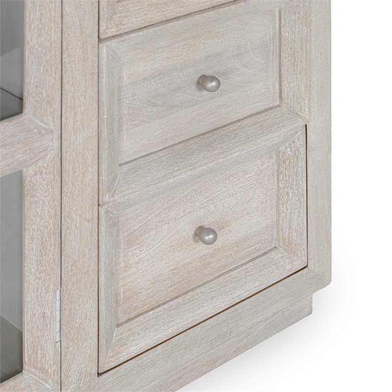 Pemberly Row Modern Transitional Mango Wood Cabinet White Finish