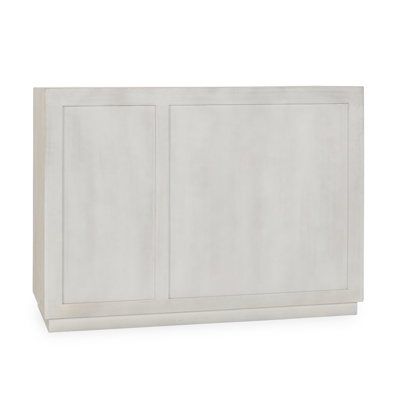 Pemberly Row Modern Transitional Mango Wood Cabinet White Finish