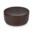 Pemberly Row Contemporary Leather Round Cocktail Coffee Table Brown