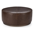 Pemberly Row Contemporary Leather Round Cocktail Coffee Table Brown