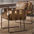 Pemberly Row Contemporary Leather Dining Chair in Chestnut Finish