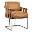 Pemberly Row Contemporary Leather Dining Chair in Chestnut Finish