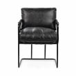 Pemberly Row Contemporary Leather Dining Chair in Black Finish