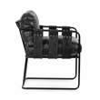 Pemberly Row Contemporary Leather Dining Chair in Black Finish