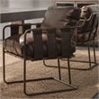 Pemberly Row Contemporary Leather Dining Chair Cocoa Brown Finish