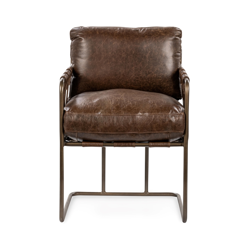 Pemberly Row Contemporary Leather Dining Chair Cocoa Brown Finish