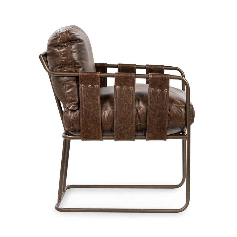 Pemberly Row Contemporary Leather Dining Chair Cocoa Brown Finish