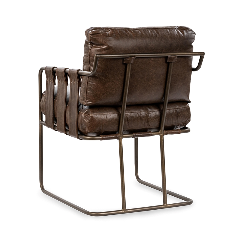 Pemberly Row Contemporary Leather Dining Chair Cocoa Brown Finish