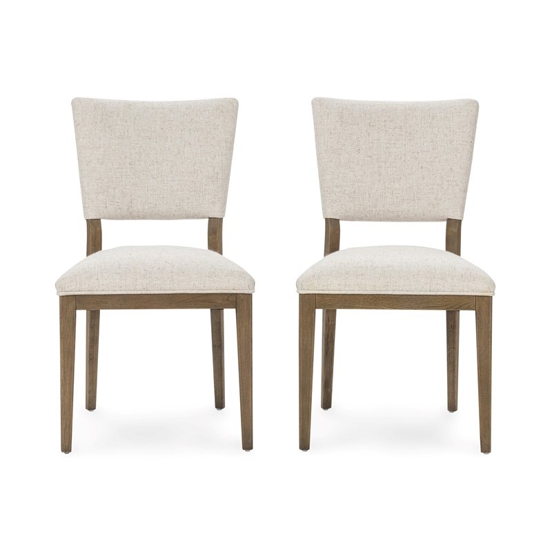Pemberly Row Upholstered Polyester Fabric Dining Chair Set of 2 Oatmeal
