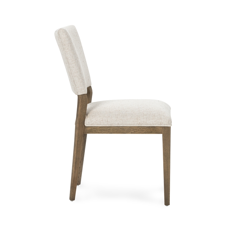 Pemberly Row Upholstered Polyester Fabric Dining Chair Set of 2 Oatmeal