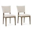 Pemberly Row Upholstered Polyester Fabric Dining Chair Set of 2 Oatmeal