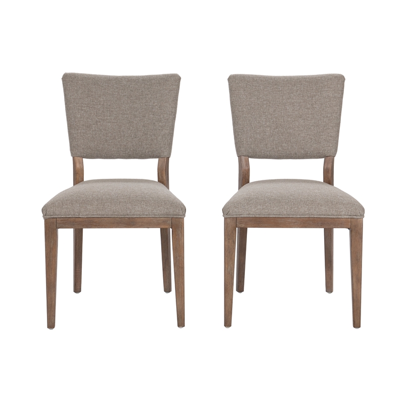 Pemberly Row Contemporary Upholstered Fabric Dining Chair Set of 2 Stone