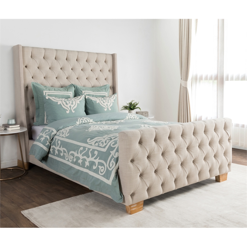 Pemberly Row Modern Transitional Blue Surf Cotton Standard Sham