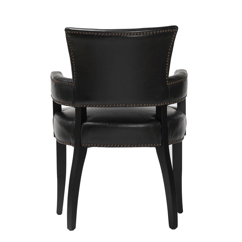 Pemberly Row Transitional Upholstered Faux Leather Dining Armchair Black