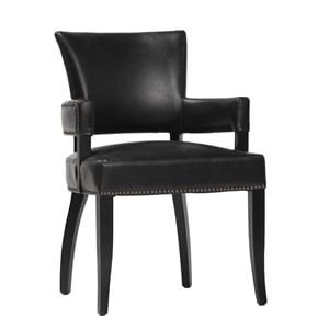 Pemberly Row Transitional Upholstered Faux Leather Dining Armchair Black