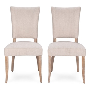 Pemberly Row Set of 2 Upholstered Polyester Fabric Dining Chair Sand Beige