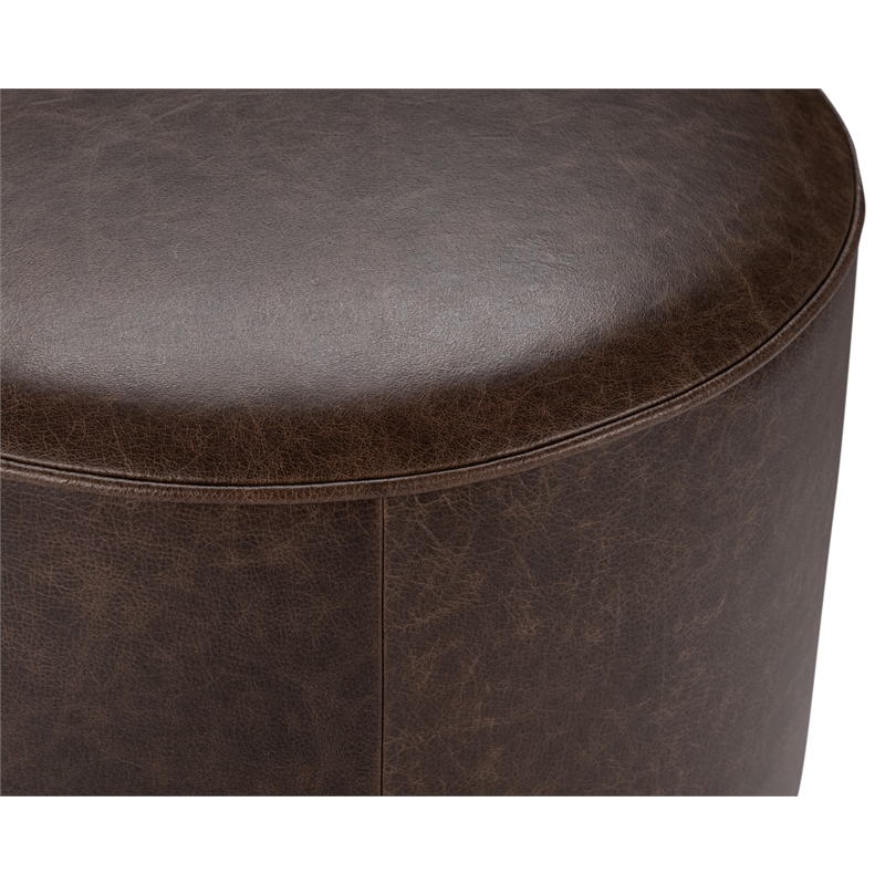Pemberly Row Contemporary Leather Round End Table Dark Brown