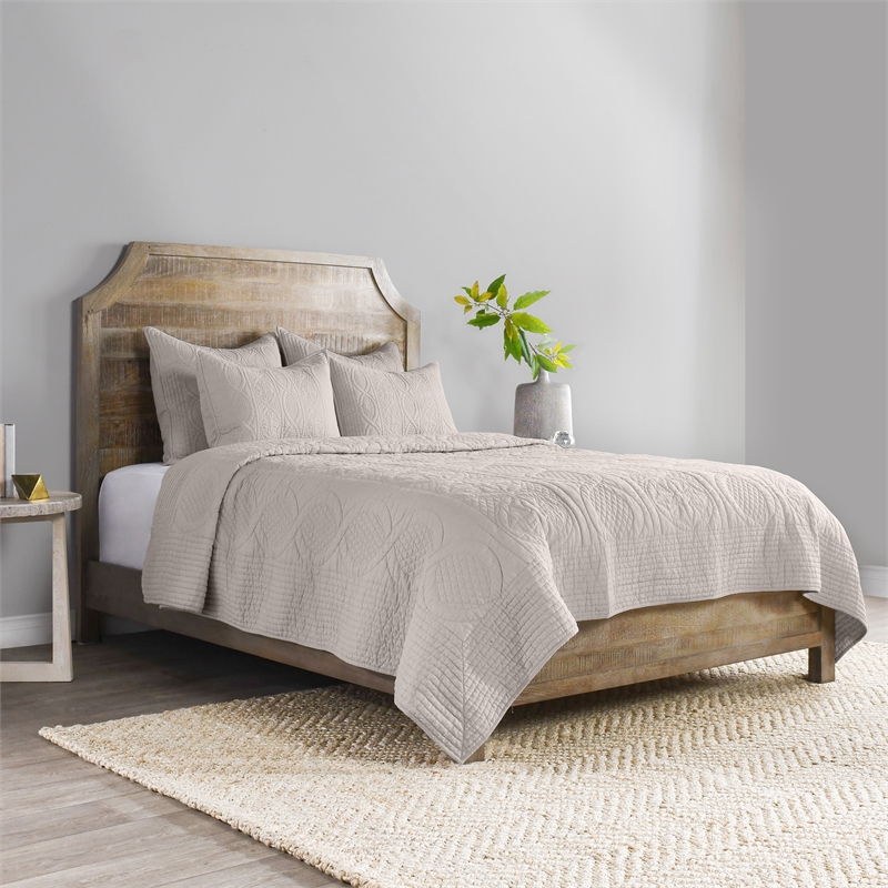 Pemberly Row Modern Transitional Taupe Finish Standard Cotton Sham