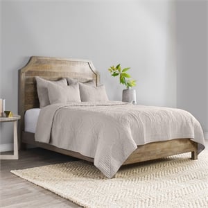 Pemberly Row Modern Transitional Taupe Finish King Cotton Quilt
