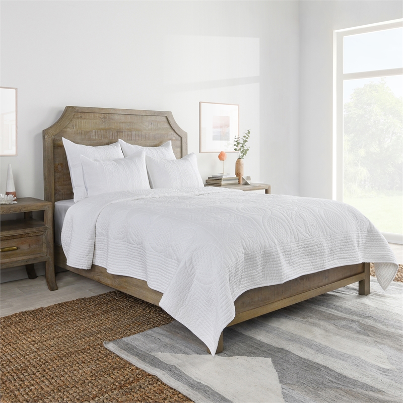 Pemberly Row Modern Transitional White Finish Standard Cotton Sham