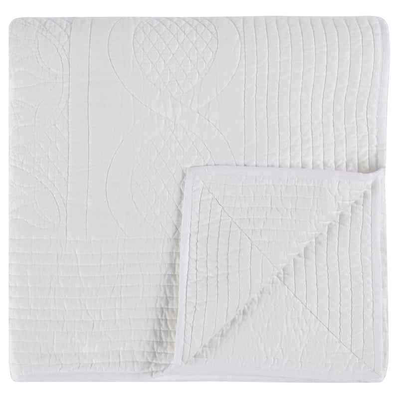 Pemberly Row Modern Transitional White Finish King Cotton Quilt