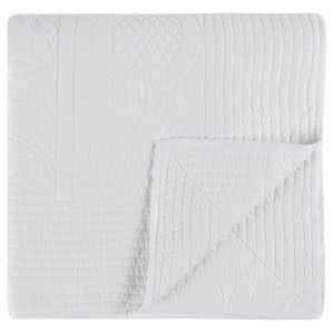 Pemberly Row Modern Transitional White Finish King Cotton Quilt