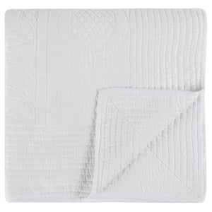 Pemberly Row Modern Transitional White Finish Queen Cotton Quilt