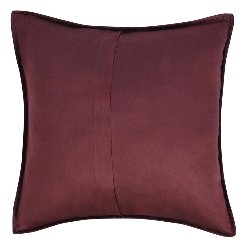 Pemberly Row Modern Transitional Velvet Port Red Finish Euro Sham