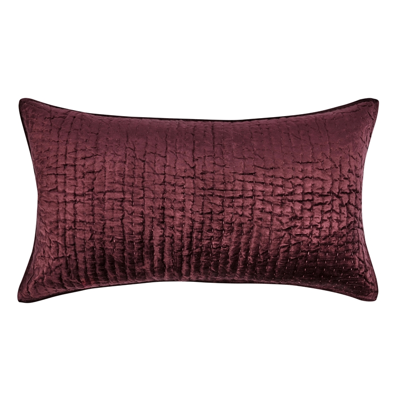 Pemberly Row Modern Transitional Velvet Port Red Finish King Sham