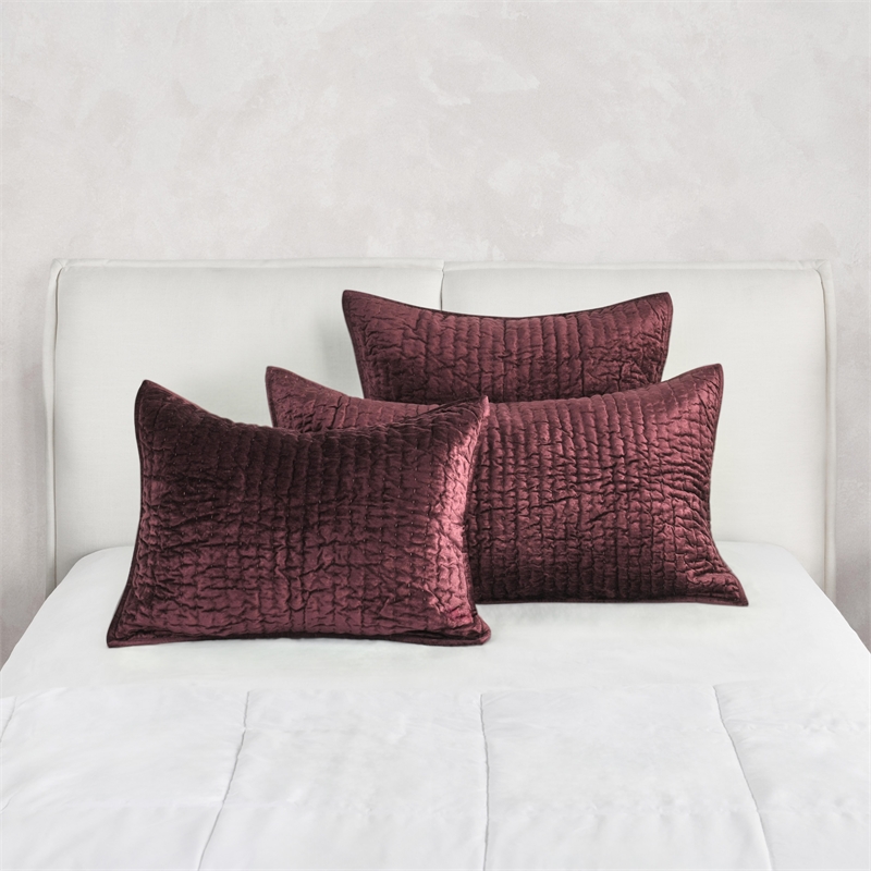 Pemberly Row Modern Transitional Velvet Port Red Standard Sham