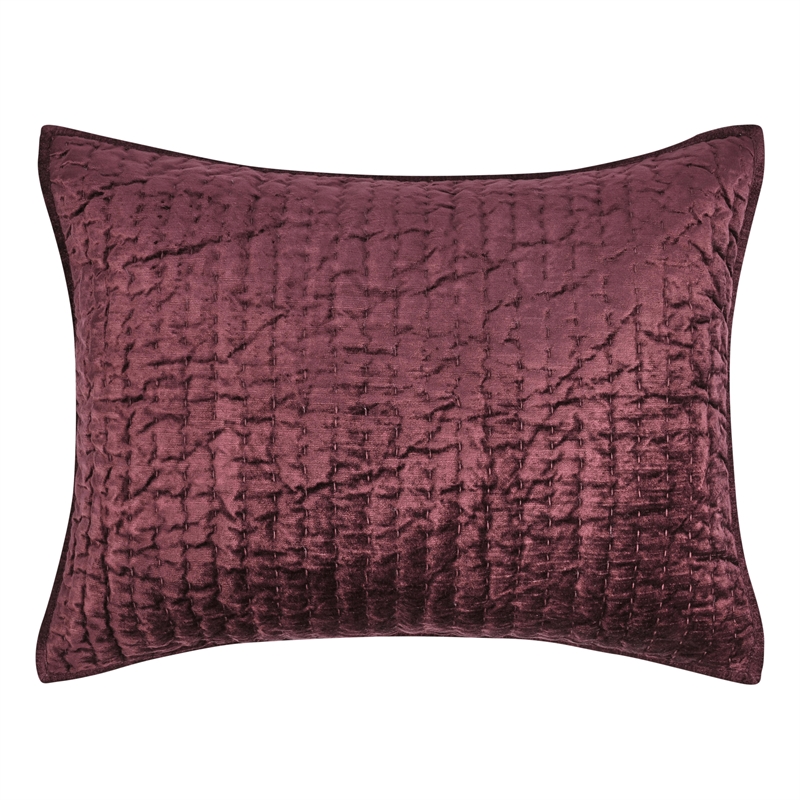 Pemberly Row Modern Transitional Velvet Port Red Standard Sham