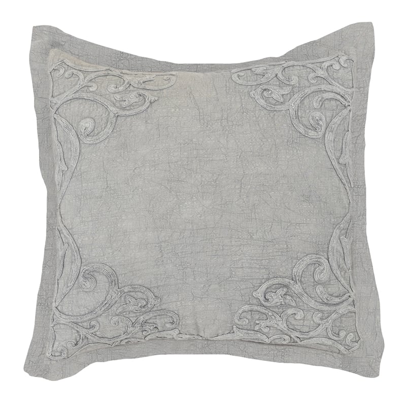 Pemberly Row Modern Transitional Gray Finish Cotton Euro Sham