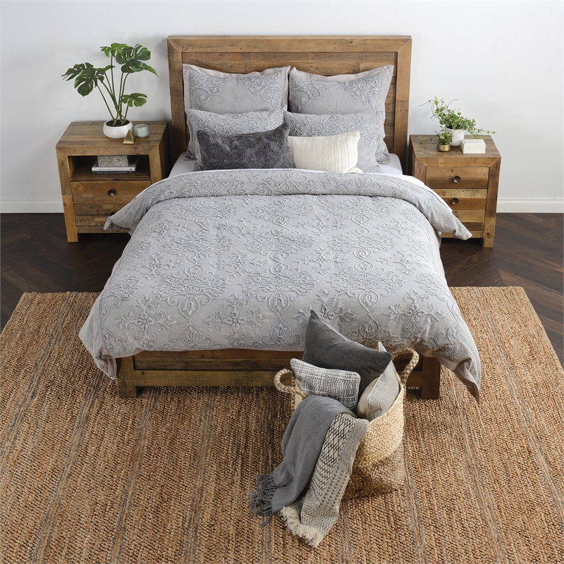 Pemberly Row Modern Transitional Cotton Gray Finish King Sham