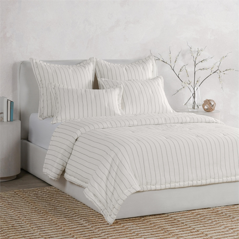 Pemberly Row Modern Transitional Ivory Comforter Euro Cotton Sham